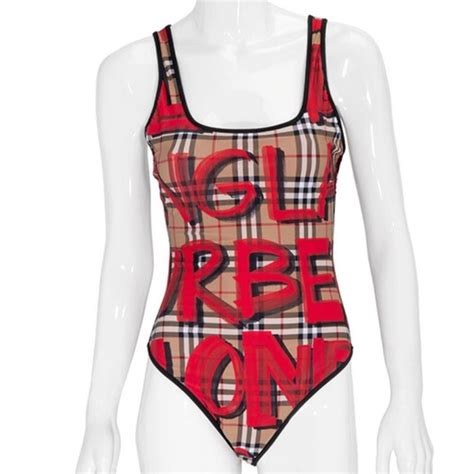 burberry graffiti swim|Burberry Ladies Graffiti Print Vintage Check Swimsuit .